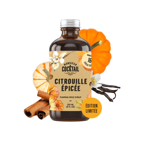 Bouteille de sirop de citrouille épicée de Monsieur Cocktail